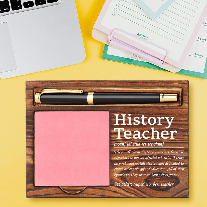 CWGOTC History Teacher Sticky Note Holder, Superhero Definition Gift for History Educators, Wooden Desk Organizer for Teacher Appreciation, Back to School or End of Year Gift YCB150 - Image 2
